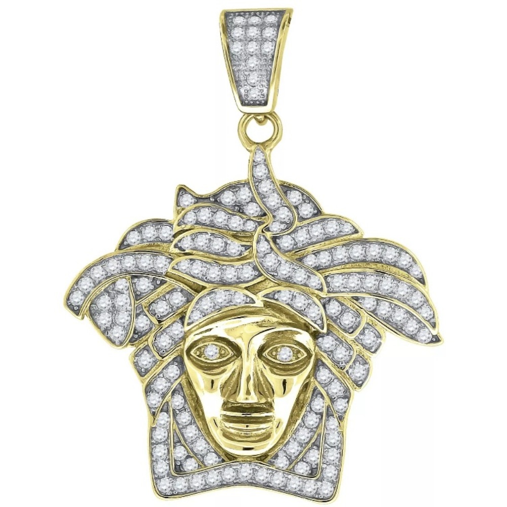 925 Sterling Silver Medusa Head CZ Pendant